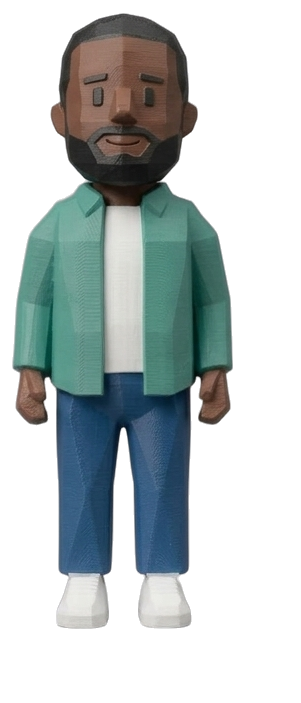 A bearded agency figure in a green shirt